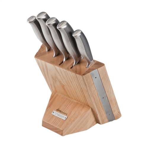 knivsett-knivblokk-6deler:-naturlig-eikeblokk-stor-kokkekniv-santokukniv-tomatkniv-brodkniv-universa
